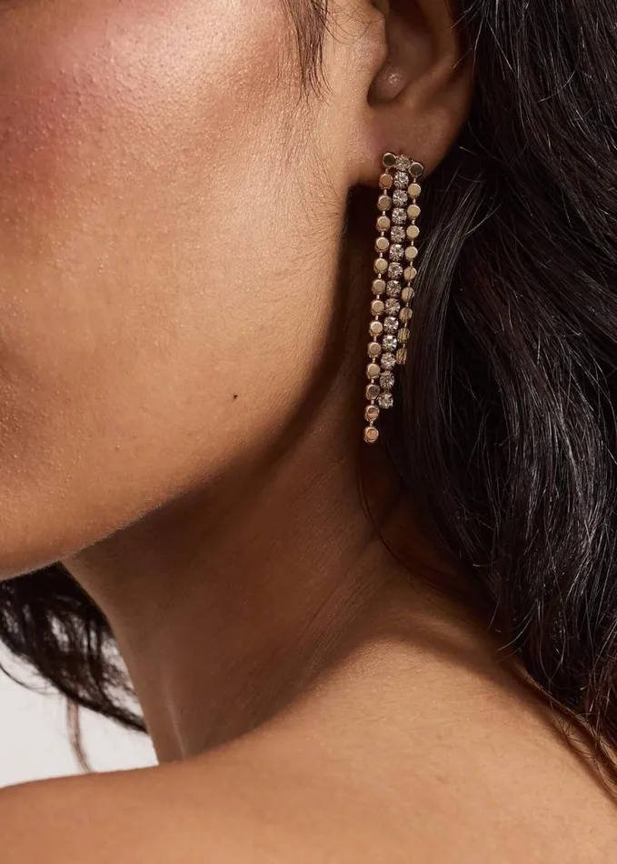 Phase Eight Gold Sparkle Disc Dangle Earrings Gold Women Jewellery