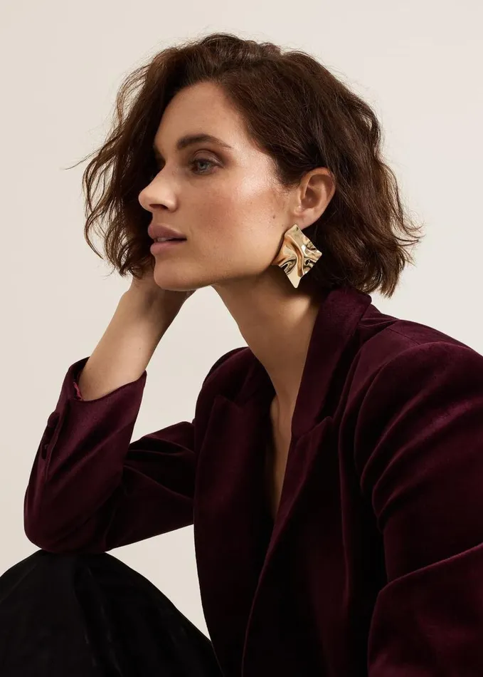 Phase Eight Gold Statement Stud Earrings Gold Women Jewellery