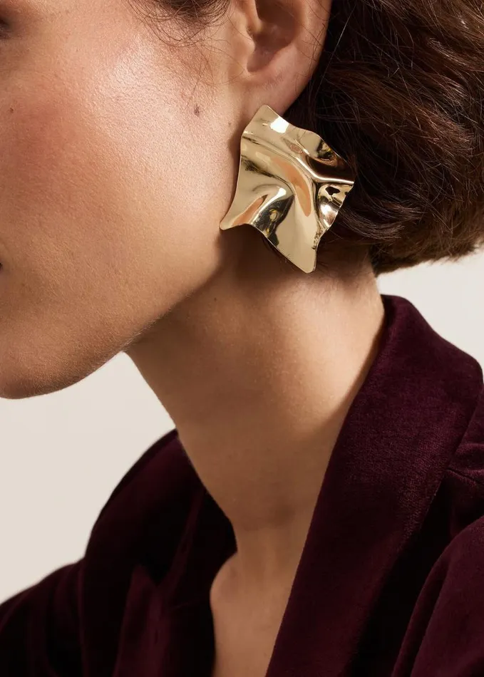 Phase Eight Gold Statement Stud Earrings Gold Women Jewellery