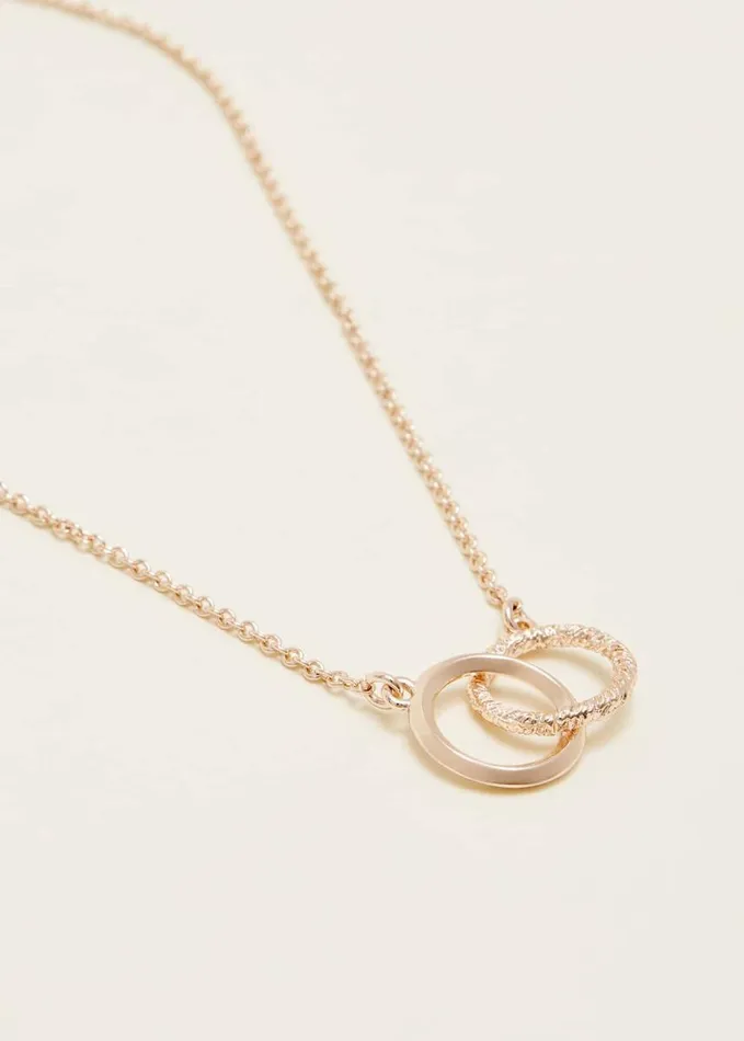 Phase Eight Gold Two Ring Necklace Rose Gold Women Jewellery