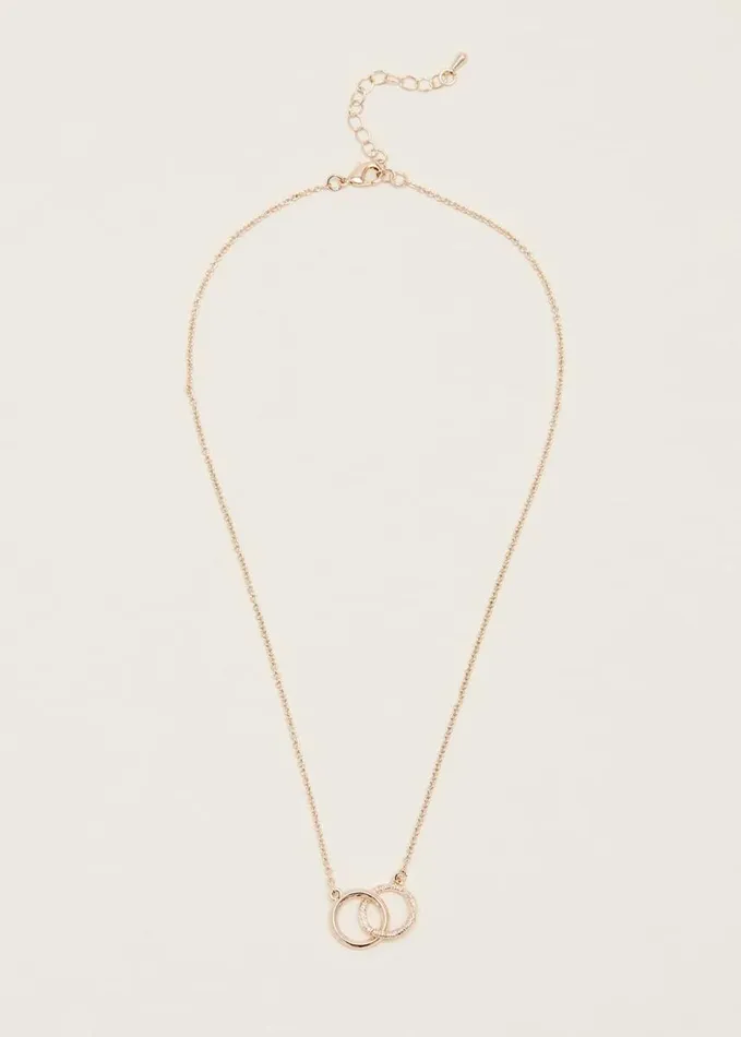 Phase Eight Gold Two Ring Necklace Rose Gold Women Jewellery