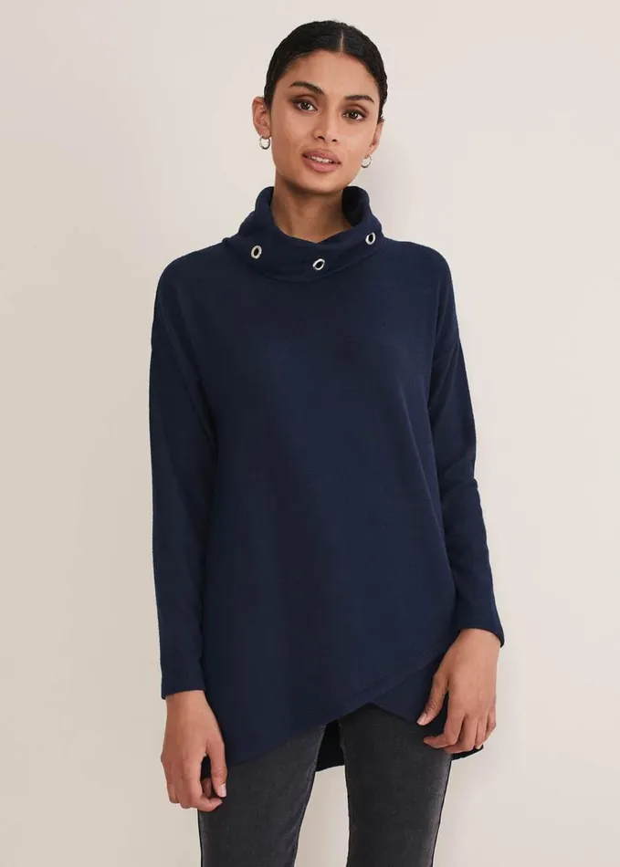 Phase Eight Gwen Eyelet Jumper Midnight Women Knitwear