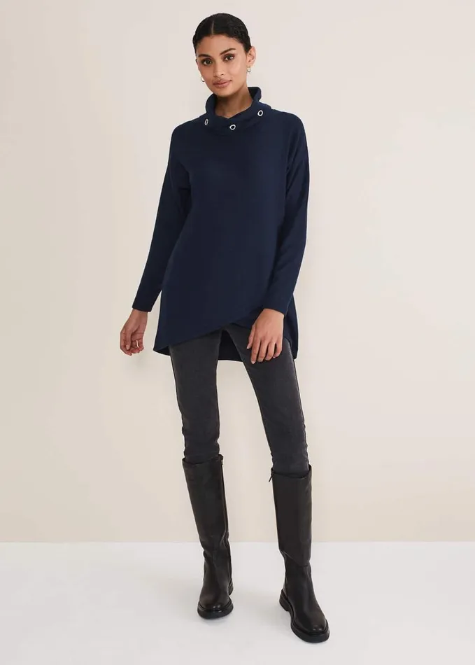 Phase Eight Gwen Eyelet Jumper Midnight Women Knitwear