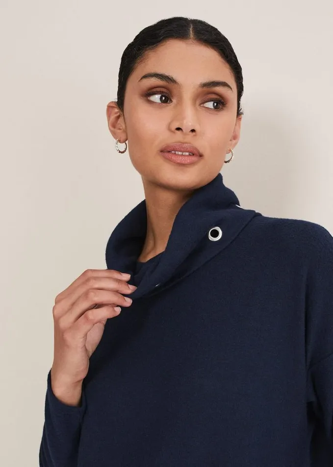 Phase Eight Gwen Eyelet Jumper Midnight Women Knitwear