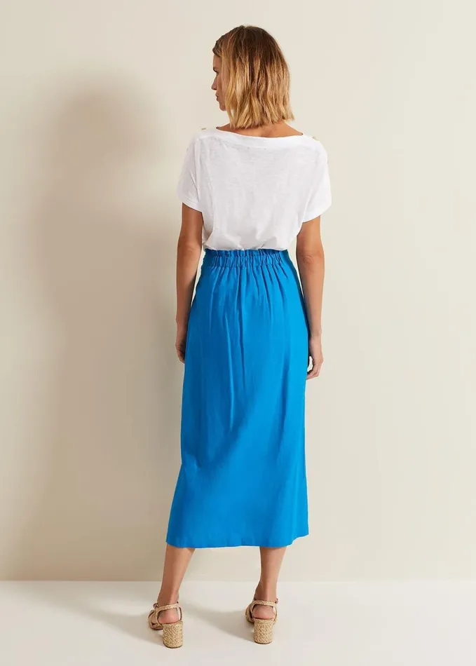 Phase Eight Hayden Linen Wrap Skirt Blue Women Skirts