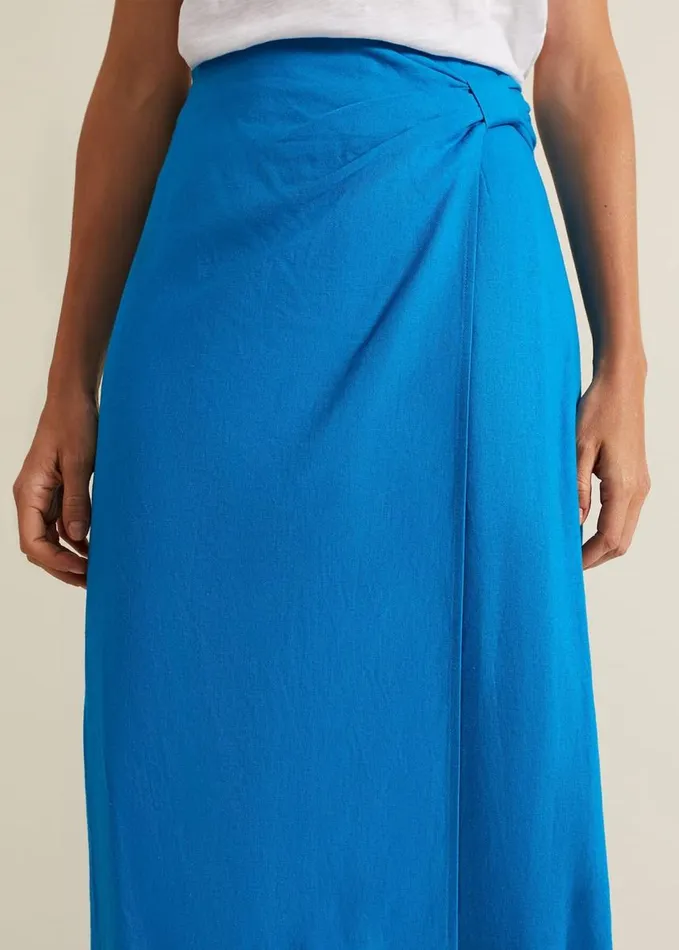 Phase Eight Hayden Linen Wrap Skirt Blue Women Skirts