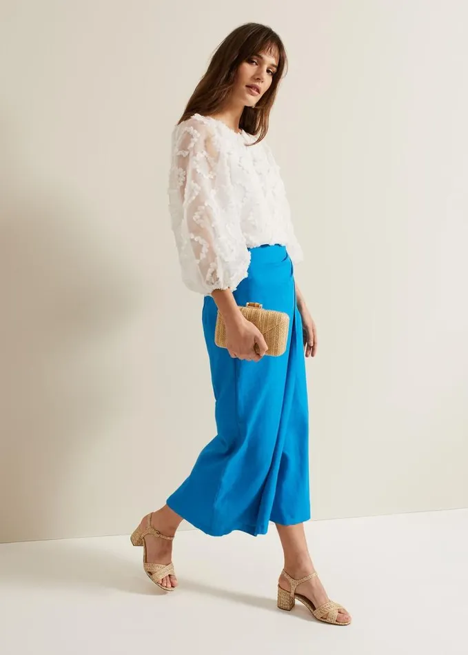 Phase Eight Hayden Linen Wrap Skirt Blue Women Skirts