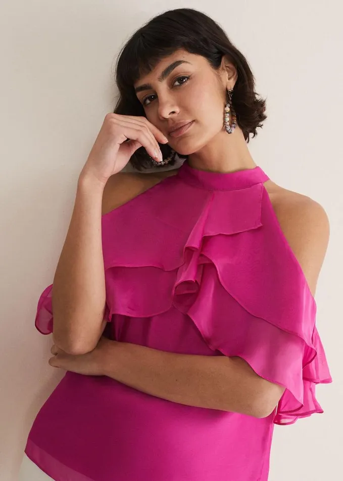Phase Eight Heather Ruffle Top Fuschia Women Shirts and Blouses