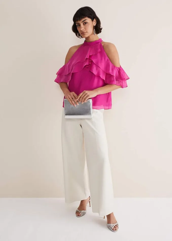 Phase Eight Heather Ruffle Top Fuschia Women Shirts and Blouses