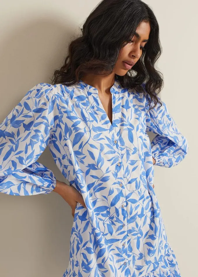 Phase Eight Hermoine Cotton Swing Dress Blue Women Dresses