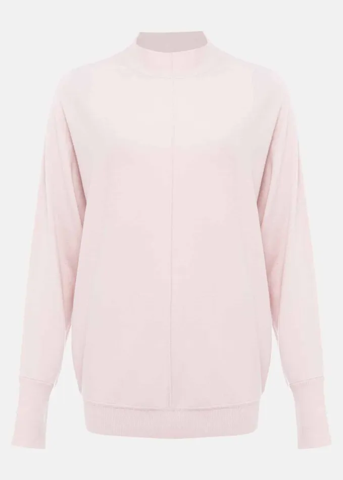 Phase Eight Indigo Button Cuff Easy Knit Soft Pink Women Knitwear