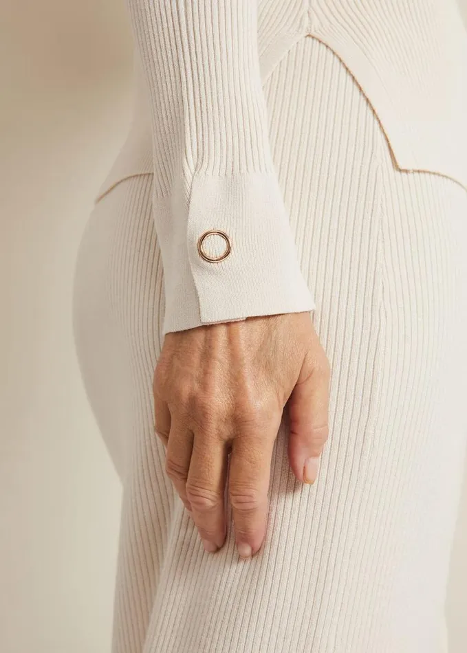 Phase Eight Irina Ribbed Button Detail Knit Top Ivory Women Knitwear