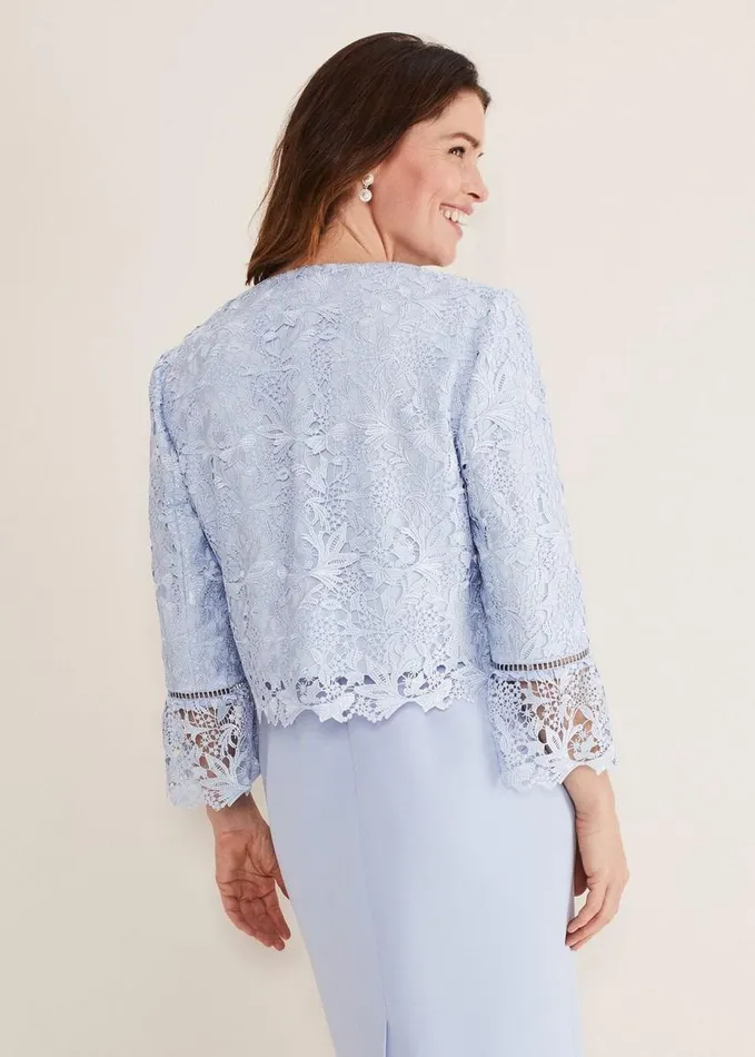 Phase Eight Isabella Lace Jacket Light Cornflower Women Jackets