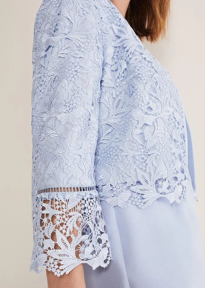 Phase Eight Isabella Lace Jacket Light Cornflower Women Jackets