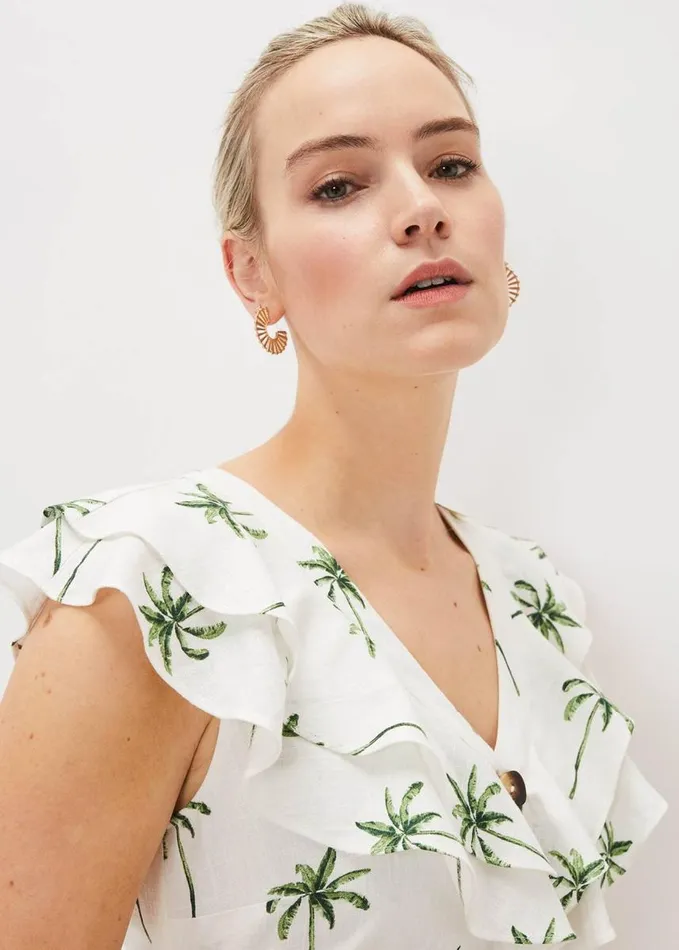 Phase Eight Jamilla Palm Print Midi Dress Ivorygreen Women Dresses