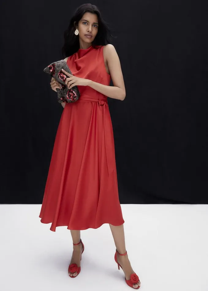 Phase Eight Jasleen Red Satin Dress Red Women Dresses