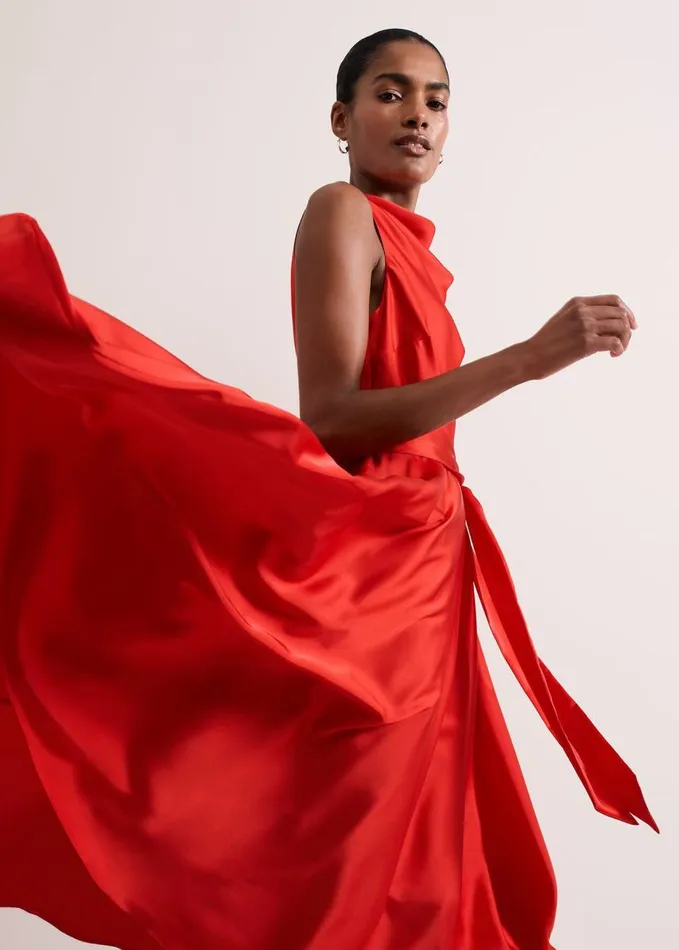 Phase Eight Jasleen Red Satin Dress Red Women Dresses