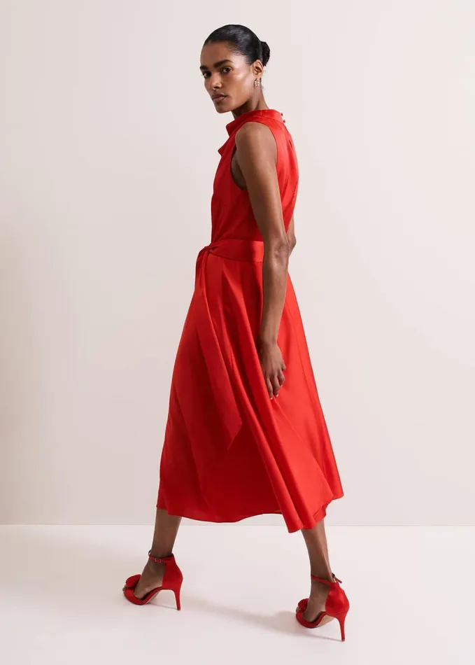Phase Eight Jasleen Red Satin Dress Red Women Dresses