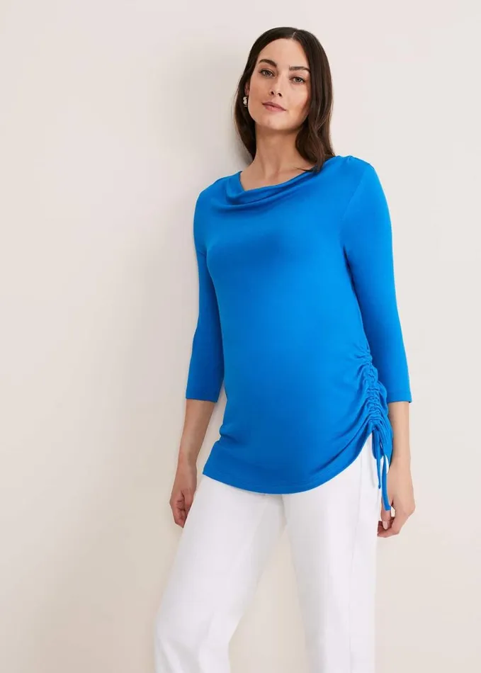 Phase Eight Jazmin Ruched Side Top Bright Blue Women Tops and TShirts