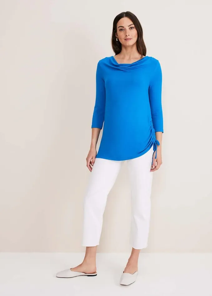 Phase Eight Jazmin Ruched Side Top Bright Blue Women Tops and TShirts