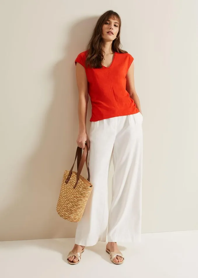 Phase Eight Jenny V Neck Ruched Top Red Women Tops and TShirts