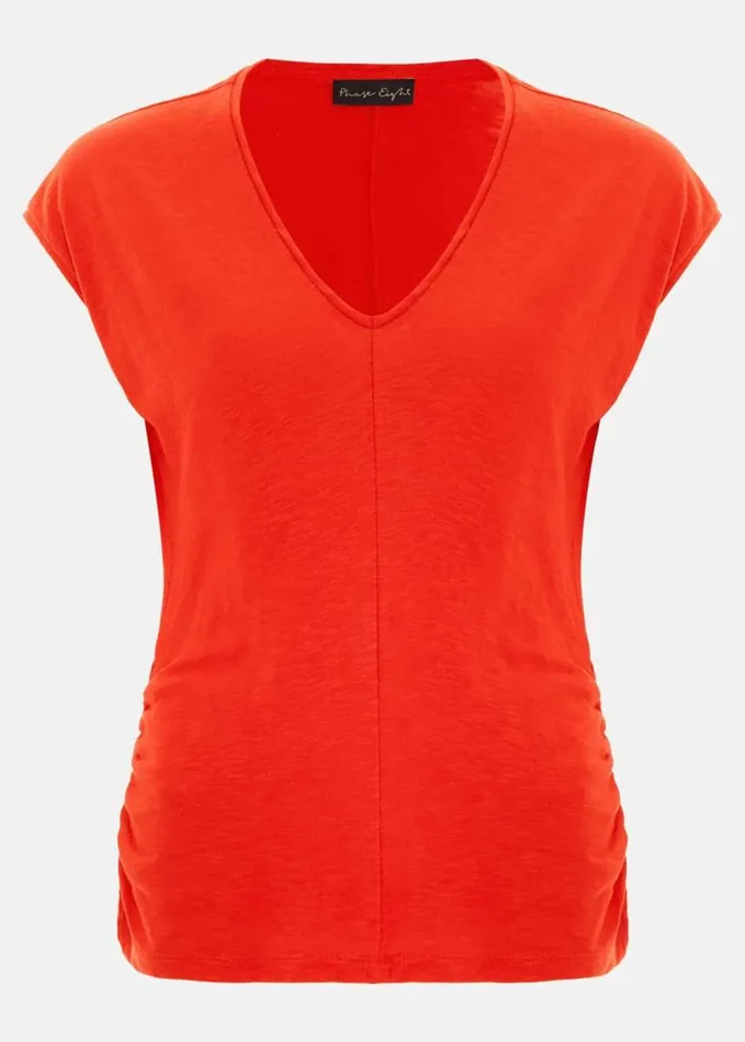 Phase Eight Jenny V Neck Ruched Top Red Women Tops and TShirts