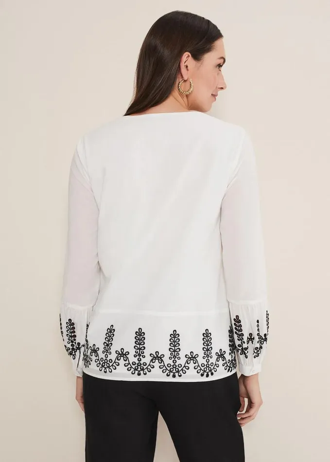 Phase Eight Joselyn Broderie Detailed Blouse White Women Shirts and Blouses
