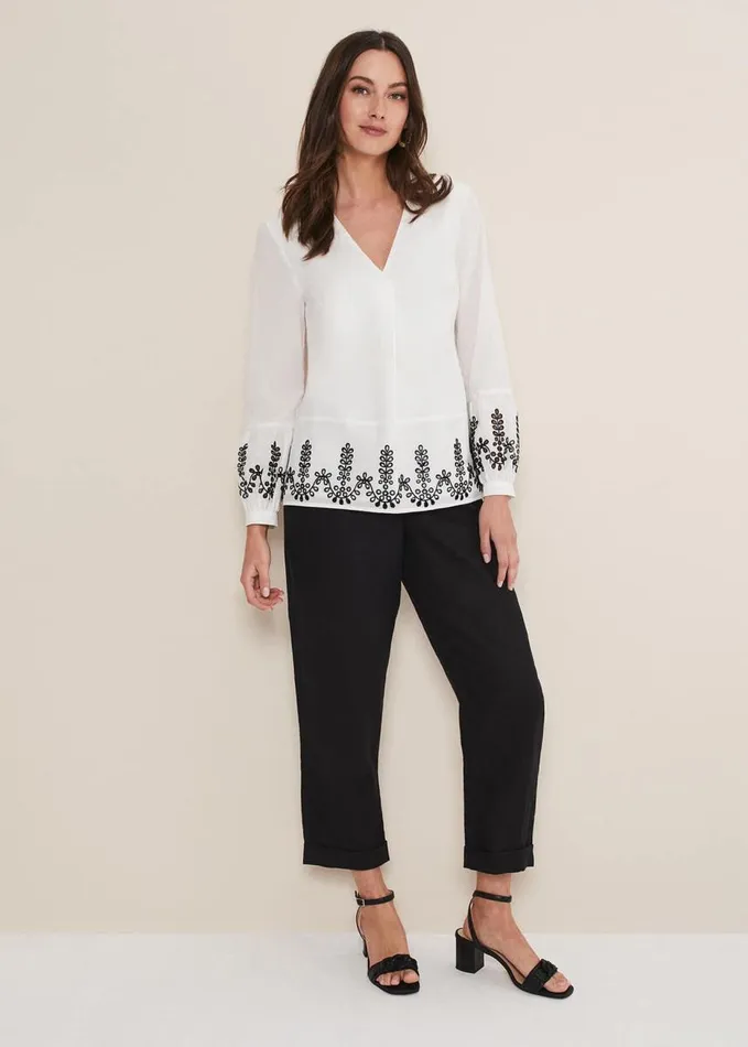 Phase Eight Joselyn Broderie Detailed Blouse White Women Shirts and Blouses