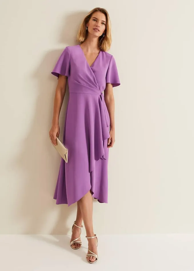 Phase Eight Julissa Frill Wrap Dress Purple Women Dresses