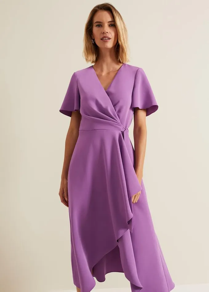 Phase Eight Julissa Frill Wrap Dress Purple Women Dresses