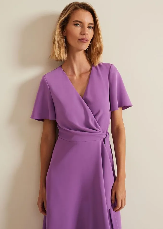 Phase Eight Julissa Frill Wrap Dress Purple Women Dresses