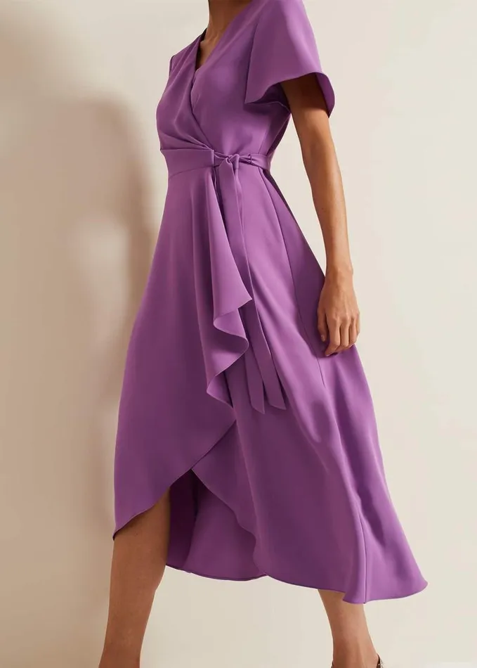 Phase Eight Julissa Frill Wrap Dress Purple Women Dresses