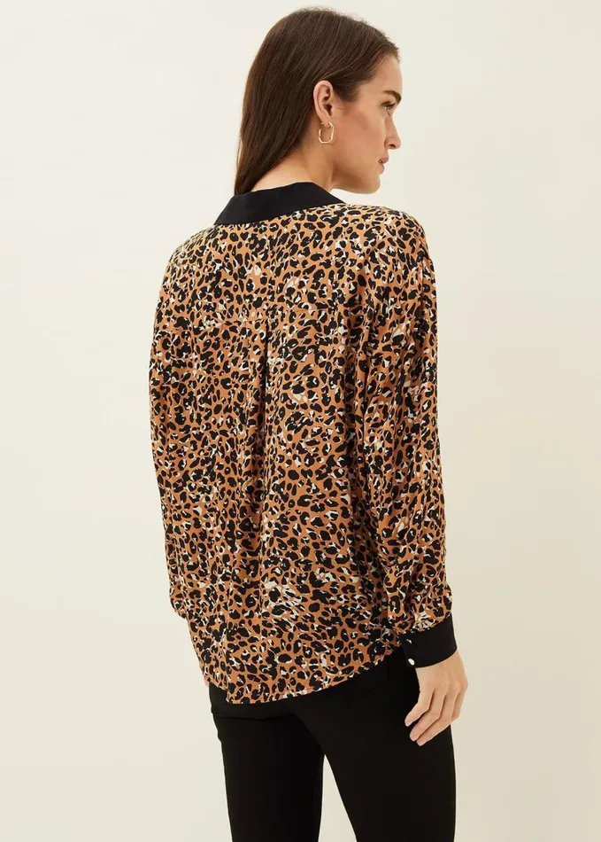 Phase Eight Kaelie Leopard Twist Front Blouse Blackmulti Women Shirts and Blouses