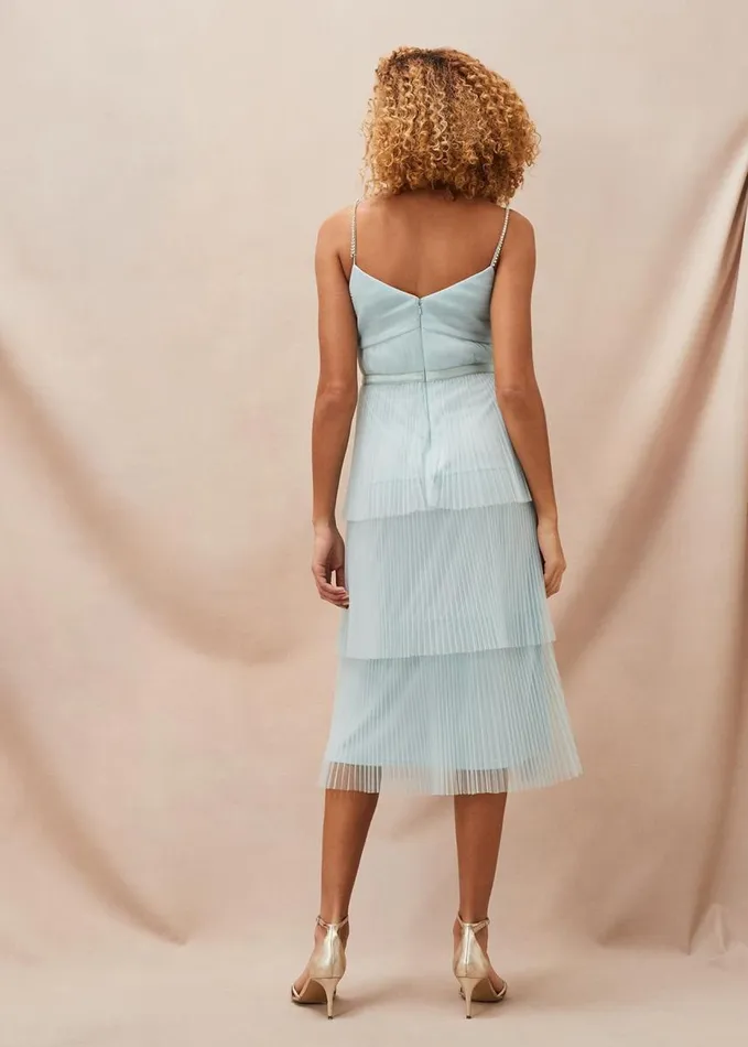 Phase Eight Kaia Pleated Tulle Midi Dress Eau De Nil Women Dresses