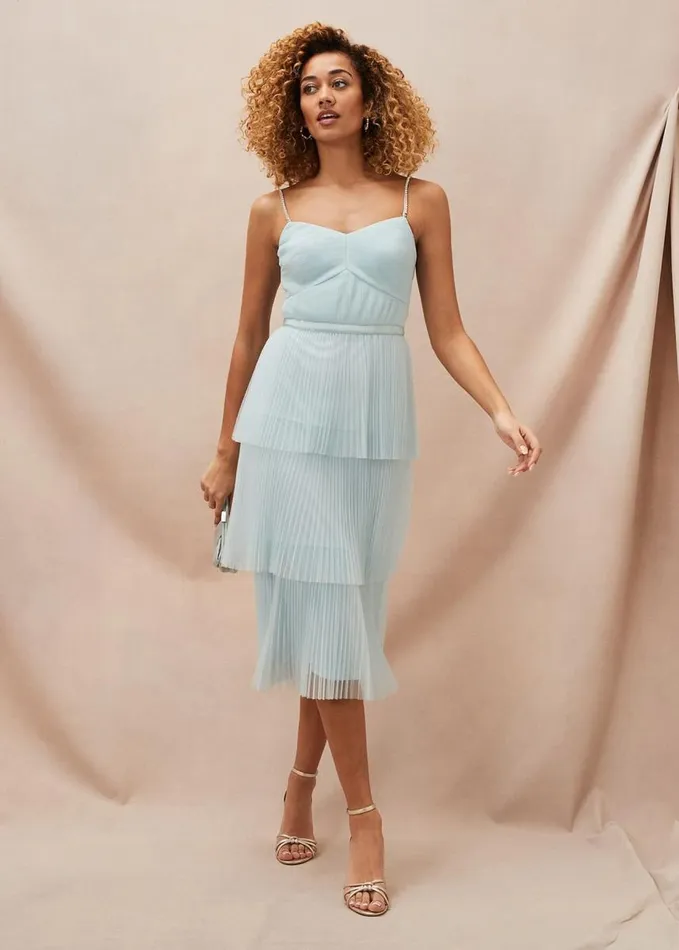 Phase Eight Kaia Pleated Tulle Midi Dress Eau De Nil Women Dresses