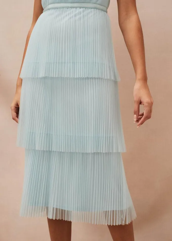 Phase Eight Kaia Pleated Tulle Midi Dress Eau De Nil Women Dresses