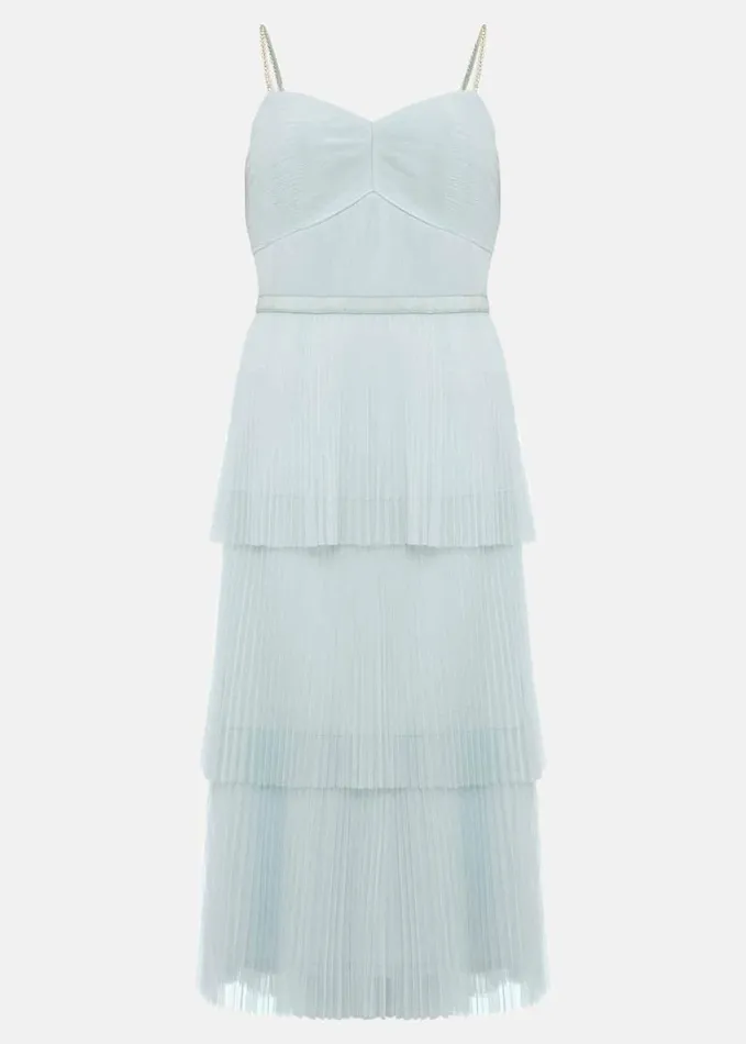 Phase Eight Kaia Pleated Tulle Midi Dress Eau De Nil Women Dresses
