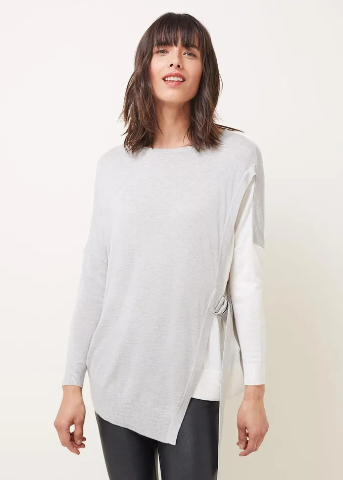 Phase Eight Karina DRing Colourblock Fine Knit Jumper Greyivory Women Knitwear