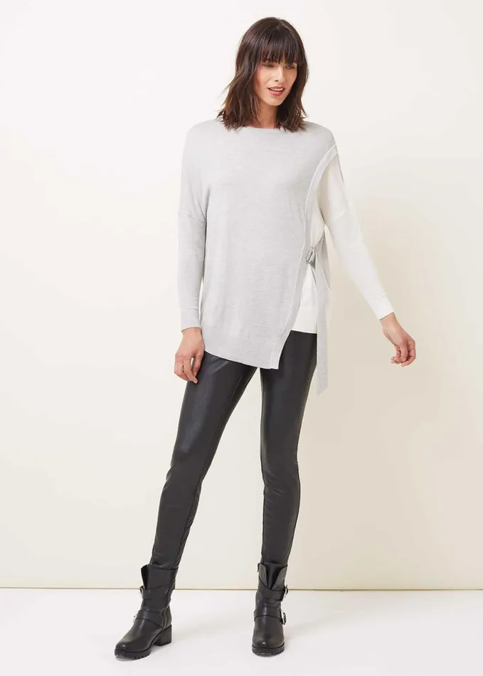 Phase Eight Karina DRing Colourblock Fine Knit Jumper Greyivory Women Knitwear