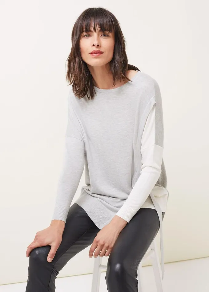 Phase Eight Karina DRing Colourblock Fine Knit Jumper Greyivory Women Knitwear