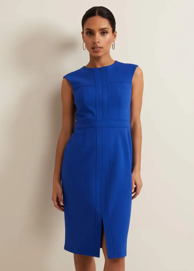 Phase Eight Karmie Ponte Fitted Pencil Dress Petite Blue Women Dresses