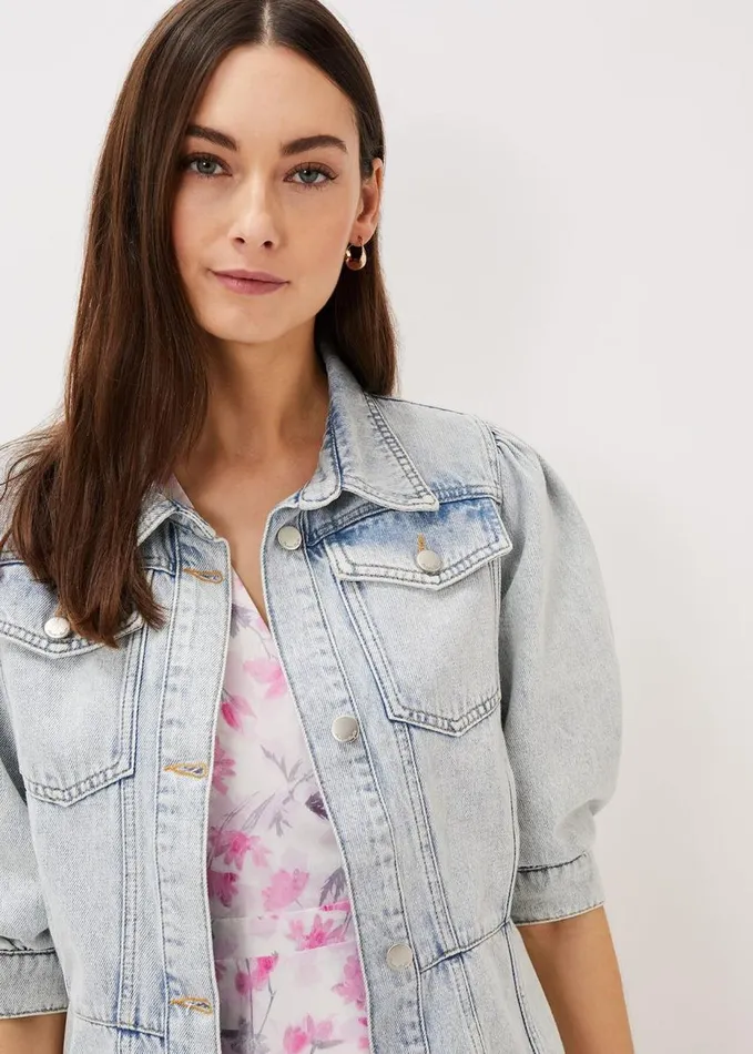 Phase Eight Karys Fashion Puff Sleeve Jacket Denim Women Jackets