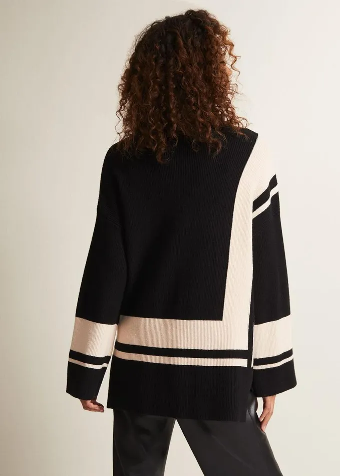 Phase Eight Kayleigh Striped Chunky Knit Jumper Blackputty Women Knitwear