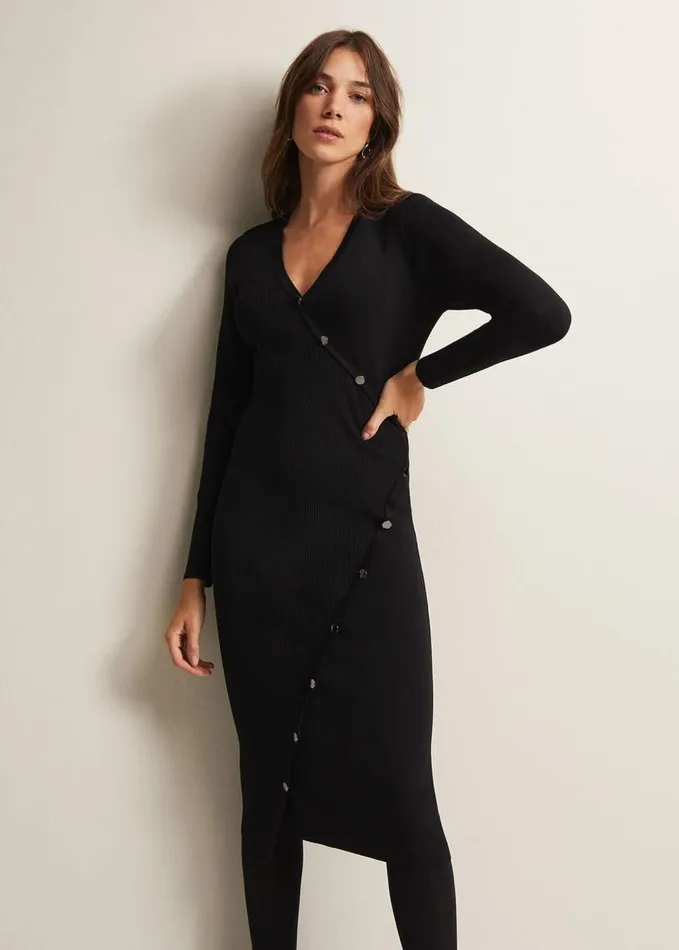 Phase Eight Kellia Black Knitted Midi Dress Black Women Dresses