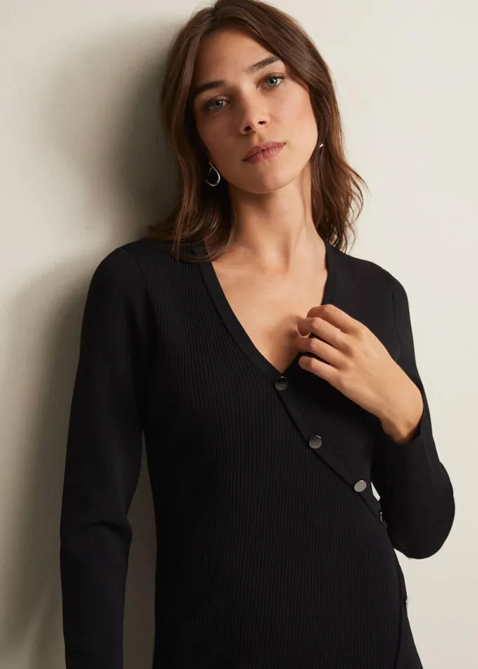 Phase Eight Kellia Black Knitted Midi Dress Black Women Dresses