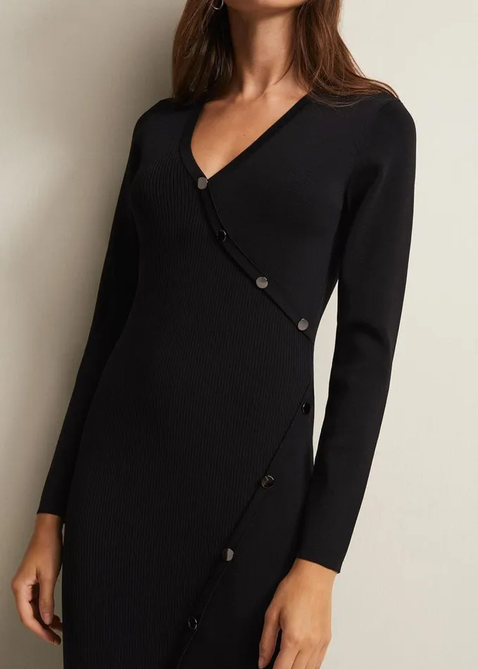 Phase Eight Kellia Black Knitted Midi Dress Black Women Dresses