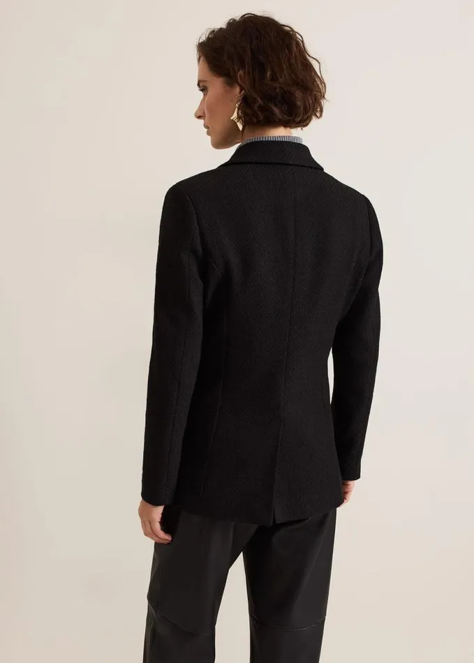 Phase Eight Kiana Boucle Longline Blazer Black Women Coats