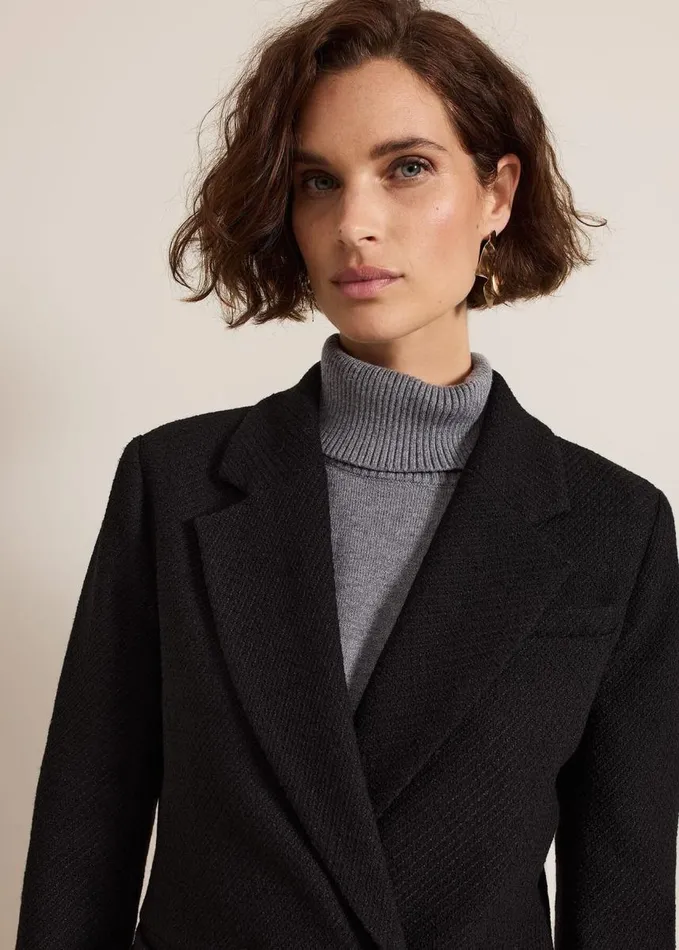 Phase Eight Kiana Boucle Longline Blazer Black Women Coats
