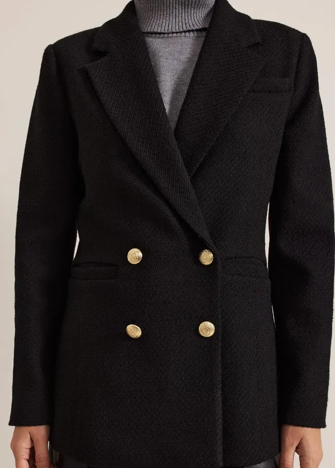 Phase Eight Kiana Boucle Longline Blazer Black Women Coats