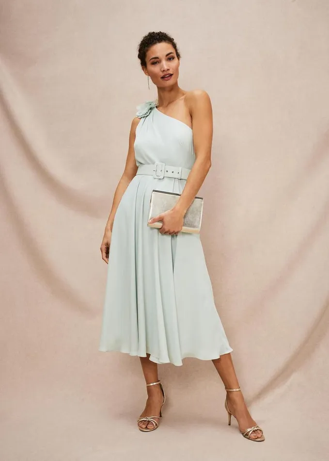 Phase Eight Kiki One Shoulder Midi Dress Eau De Nil Women Dresses